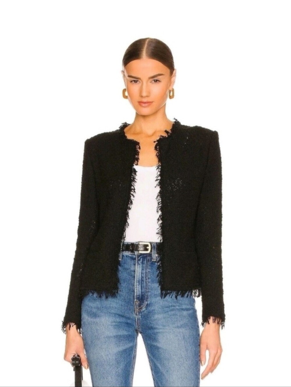 IRO Shavani Fringe Jacket Black Size 42 XL